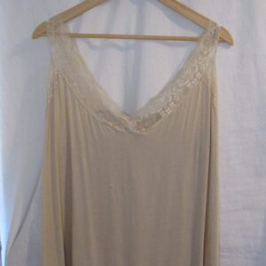 New Ladies Beige Lacy Strap Plus Size Vest Top One Size fits sizes 16 18 20 22