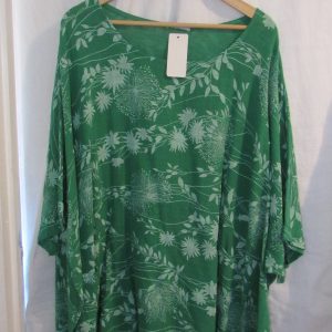 NEW Ladies Women Green Floral Lightweight Pocket Plus Size Top One size fits sizes 22 24 26 28