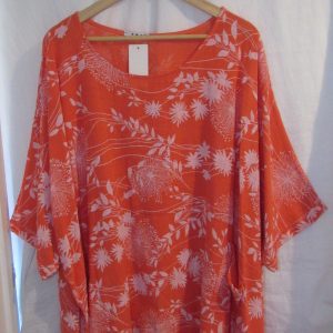NEW Ladies Women Coral Floral Lightweight Pocket Plus Size Top One size fits sizes 22 24 26 28