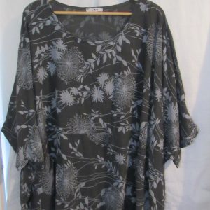 NEW Ladies Women Grey Floral Lightweight Pocket Plus Size Top One size fits sizes 22 24 26 28