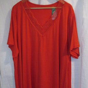 New Ladies Red V Neck Lacy Tunic Top One Size fits sizes 18 20 22