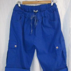New Ladies Royal Blue CARGO Magic Shorts One Size fits sizes 18 20 22 Size 2