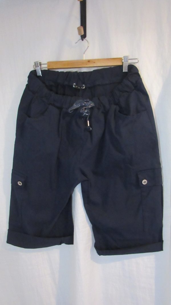 New Ladies Navy Blue CARGO Magic Shorts One Size fits sizes 18 20 22 Size 2 - Image 4