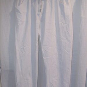 NEW Ladies White Stretchy Crinkle Magic Trousers One Size Fits 16 18 20 22 Size 2