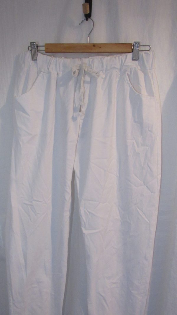 NEW Ladies White Stretchy Crinkle Magic Trousers One Size Fits 16 18 20 22 Size 2 - Image 3