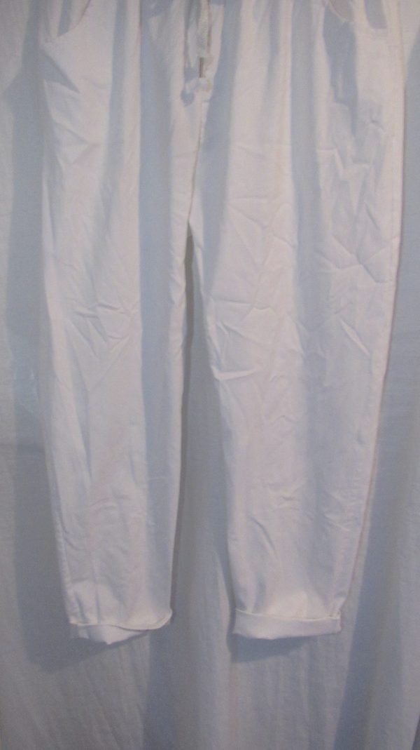 NEW Ladies White Stretchy Crinkle Magic Trousers One Size Fits 16 18 20 22 Size 2 - Image 4