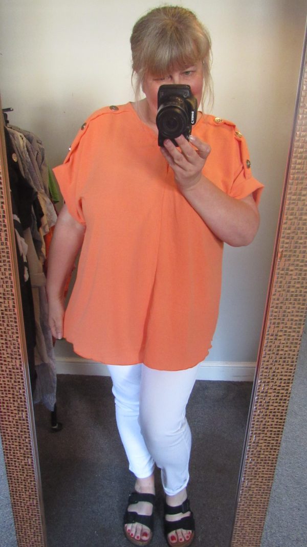 New Ladies Orange V Neck Knott Top One Size fits sizes 16 18 20 22 - Image 6