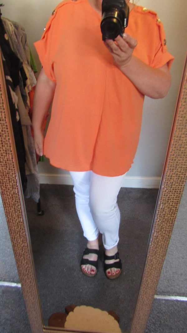 New Ladies Orange V Neck Knott Top One Size fits sizes 16 18 20 22 - Image 7
