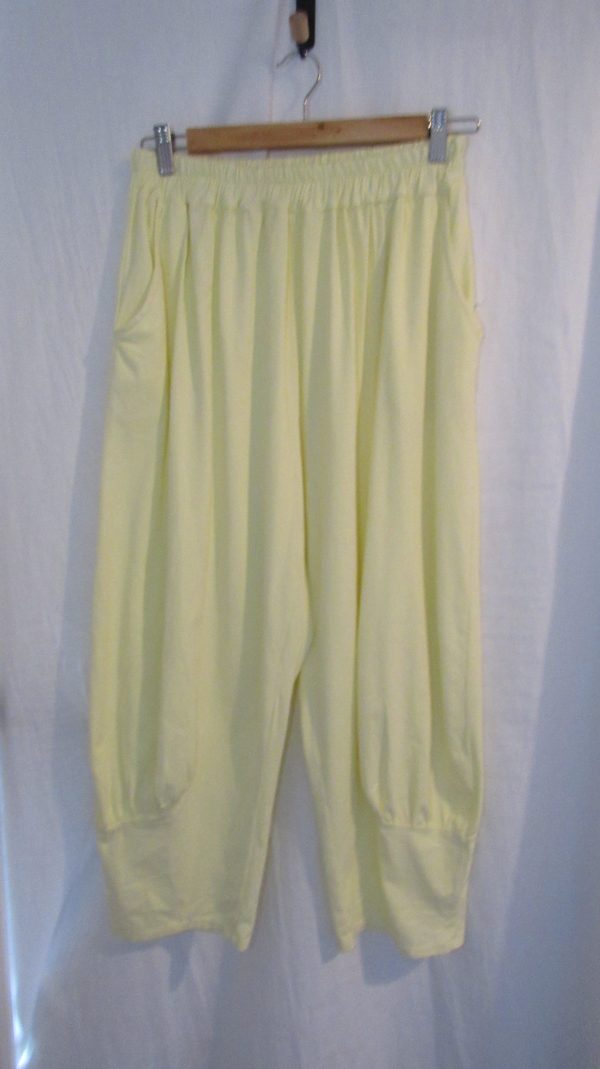 NEW Ladies Womens Lemon Jersey 3/4 Length cuff bottom Trousers One size fits sizes 16 18 20 22