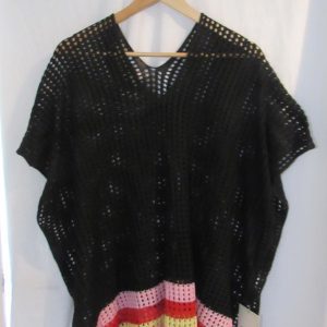 New Ladies Black with Multicoloured Bottom Knitted Top One Size fits sizes 16 18 20 22