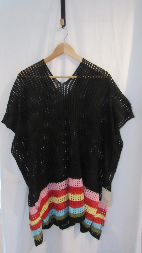 New Ladies Black with Multicoloured Bottom Knitted Top One Size fits sizes 16 18 20 22 - Image 2