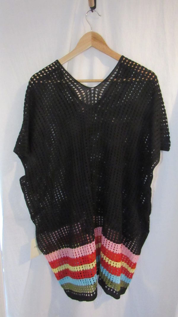 New Ladies Black with Multicoloured Bottom Knitted Top One Size fits sizes 16 18 20 22 - Image 4
