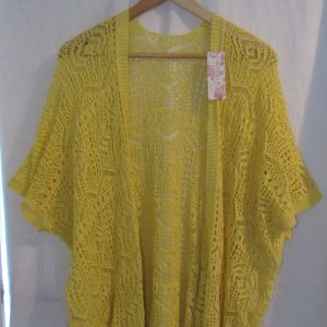 New Ladies Yellow Lacy Open Cardigan One Size fits sizes 18 20 22