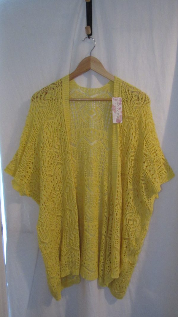 New Ladies Yellow Lacy Open Cardigan One Size fits sizes 18 20 22 - Image 2
