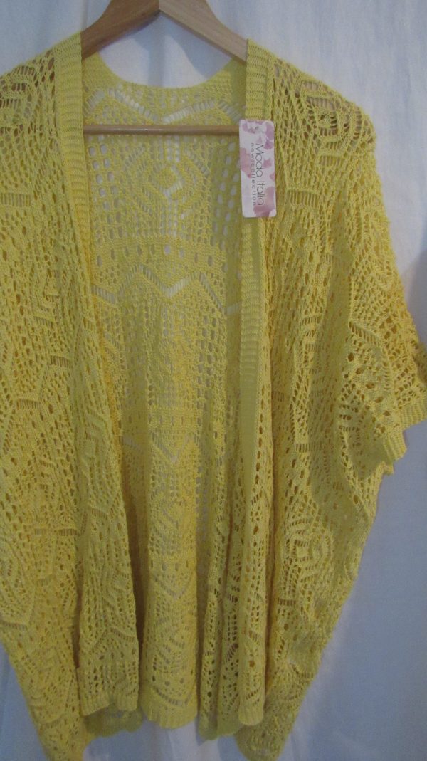 New Ladies Yellow Lacy Open Cardigan One Size fits sizes 18 20 22 - Image 3