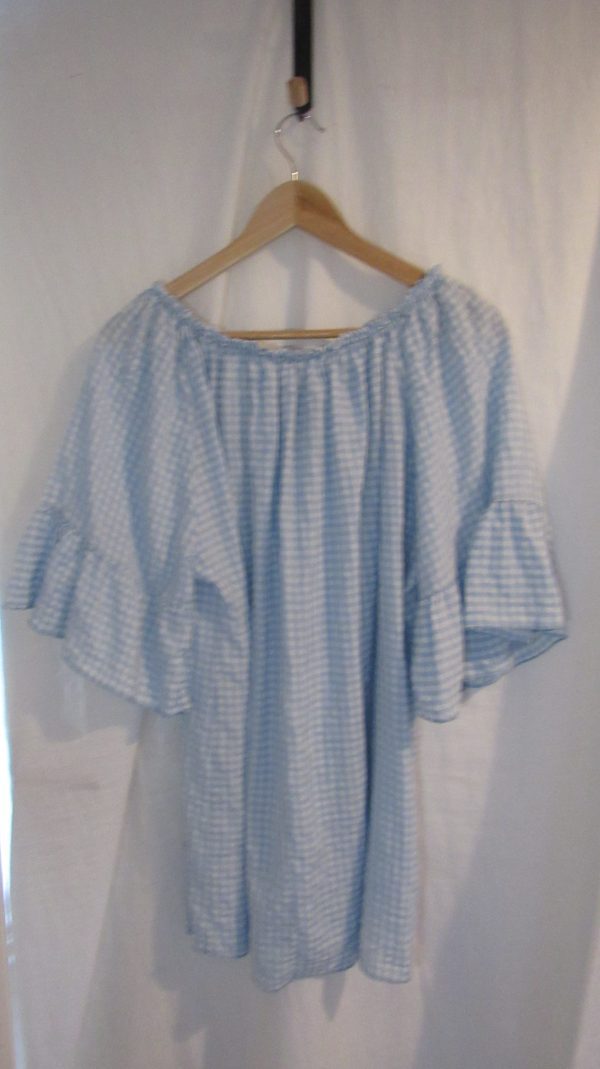 New Ladies Sky Blue Gingham Top One Size fits sizes 18 20 22 - Image 6