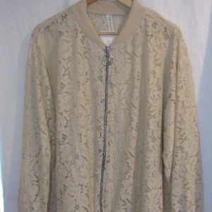 New Ladies Beige Lacy Plus Size Bomber Jacket One Size fits sizes 16 18 20 22