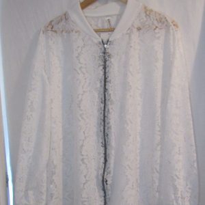 New Ladies White Lacy Plus Size Bomber Jacket One Size fits sizes 16 18 20 22