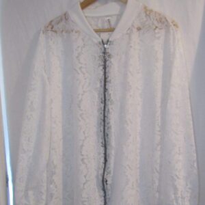 New Ladies White Lacy Plus Size Bomber Jacket One Size fits sizes 16 18 20 22