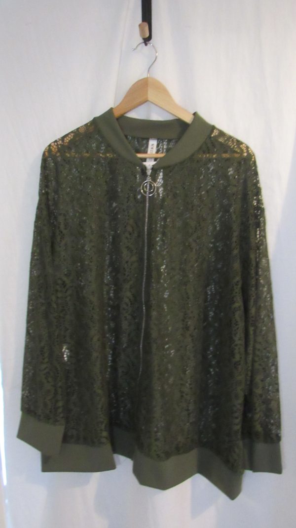 SALE SALE SALE New Ladies Khaki Green Lacy Plus Size Bomber Jacket One Size fits sizes 16 18 20 22 NON RETURNABLE
