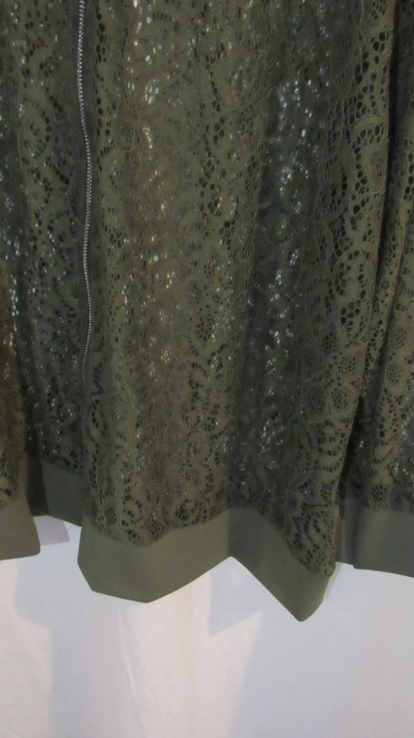 SALE SALE SALE New Ladies Khaki Green Lacy Plus Size Bomber Jacket One Size fits sizes 16 18 20 22 NON RETURNABLE - Image 4
