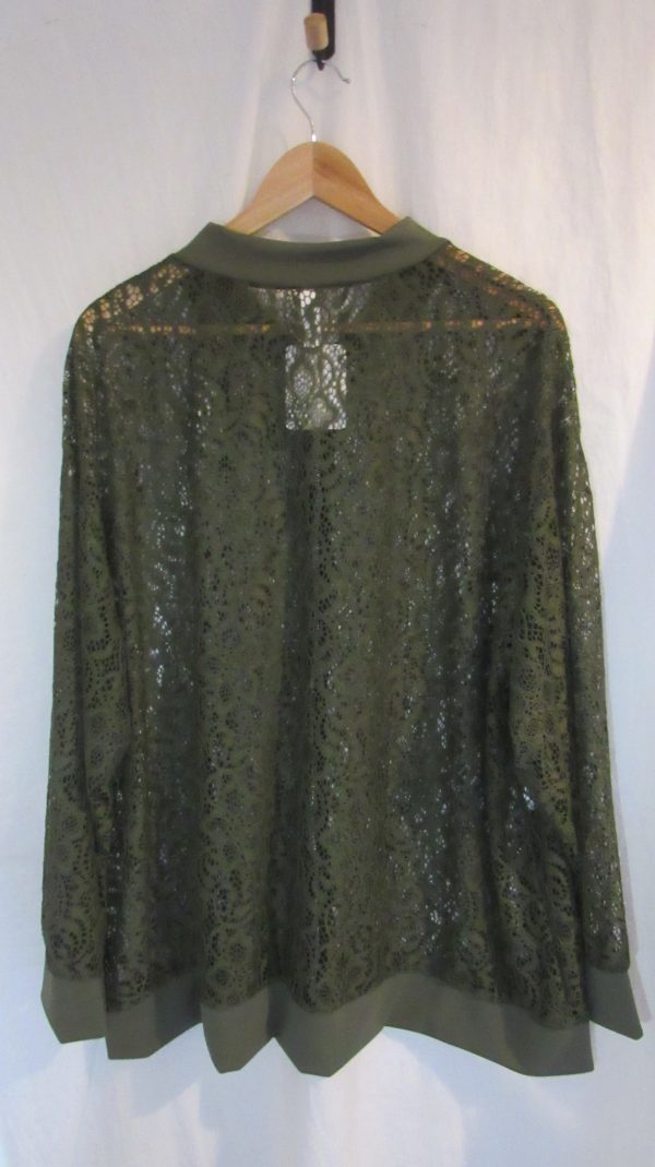 SALE SALE SALE New Ladies Khaki Green Lacy Plus Size Bomber Jacket One Size fits sizes 16 18 20 22 NON RETURNABLE - Image 6