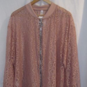 New Ladies Pink Lacy Plus Size Bomber Jacket One Size fits sizes 16 18 20 22 NON RETURNABLE