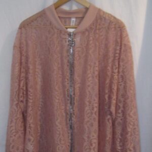New Ladies Pink Lacy Plus Size Bomber Jacket One Size fits sizes 16 18 20 22 NON RETURNABLE