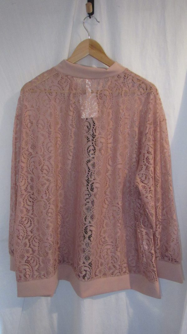 New Ladies Pink Lacy Plus Size Bomber Jacket One Size fits sizes 16 18 20 22 - Image 5