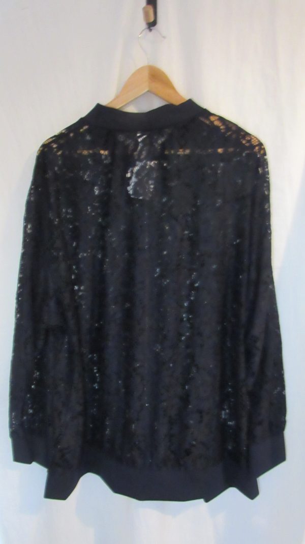 New Ladies Navy Blue Lacy Plus Size Bomber Jacket One Size fits sizes 16 18 20 22 - Image 5