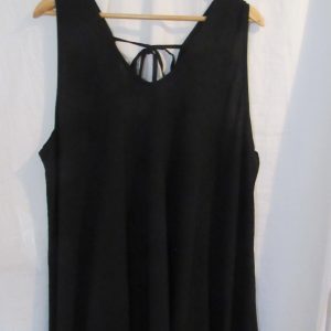New Ladies Black Frill Bottom V Neck Tie Back Tunic Top One Size fits sizes 18 20 22 24