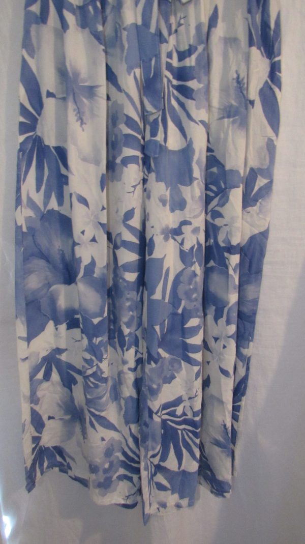 New Ladies Blue Floral Palazzo Wide Leg Trousers One size fits sizes 18 20 22 - Image 4