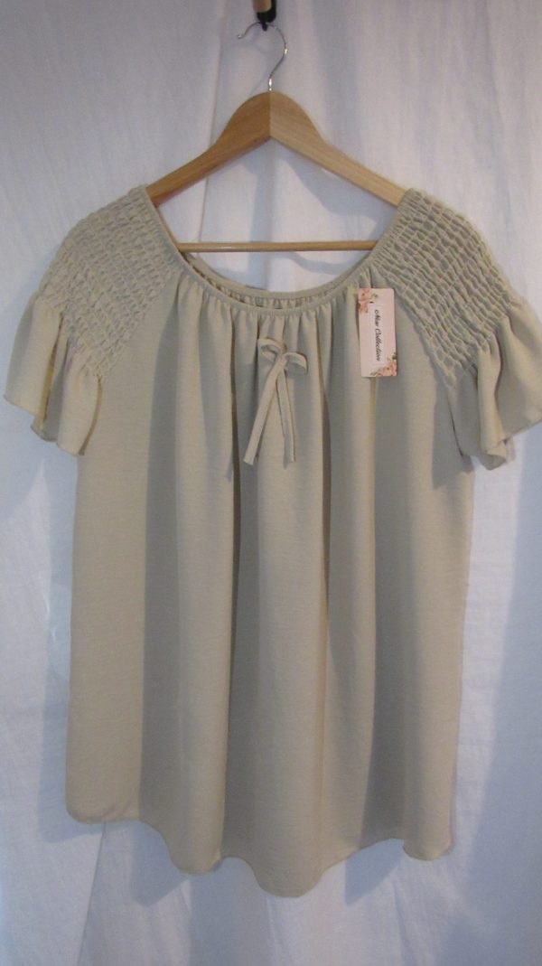 New Ladies Beige Ruffle Sleeve Top One Size fits sizes 16 18 20 22 - Image 5