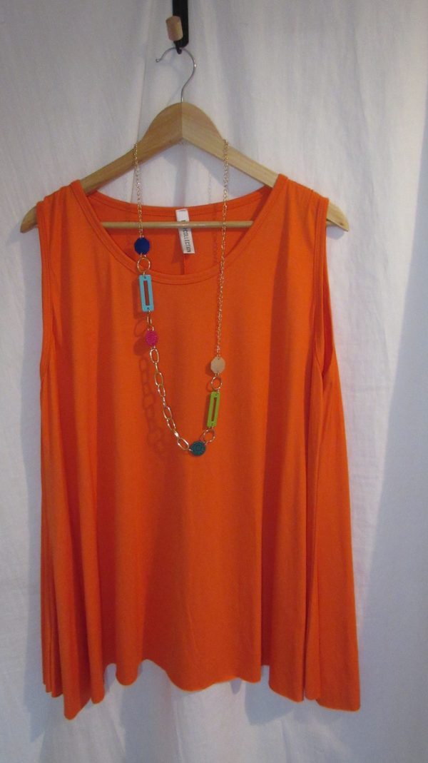 New Sleeveless Womens Orange Top One Size fits sizes 16 18 20 22 - Image 3
