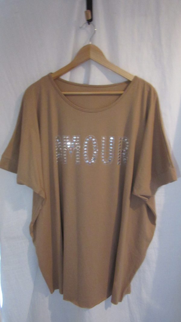 New Ladies Mocha Amour t-shirt One size fits sizes 18 20 22