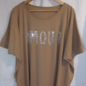 New Ladies Mocha Amour t-shirt One size fits sizes 18 20 22