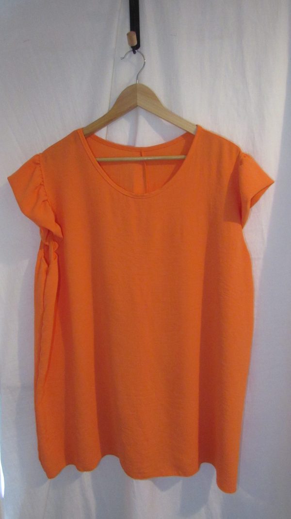 New Ladies Orange Fake Button down the back Tunic Top One Size fits sizes 16 18 20 22