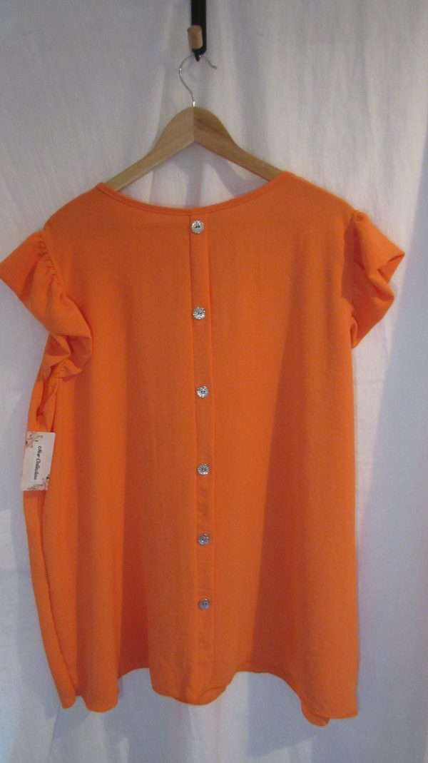 New Ladies Orange Fake Button down the back Tunic Top One Size fits sizes 16 18 20 22 - Image 5