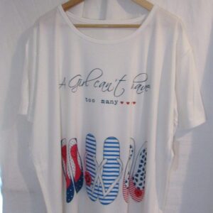 New Ladies White Shoe Print T-shirt One Size fits sizes 16 18 20 22
