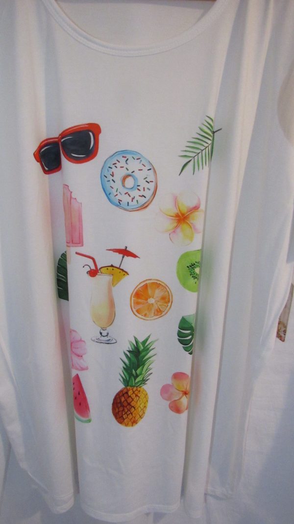New Ladies White Summer Print T-shirt One Size fits sizes 16 18 20 22 - Image 3