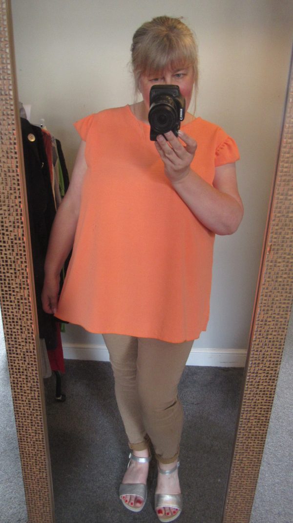 New Ladies Orange Fake Button down the back Tunic Top One Size fits sizes 16 18 20 22 - Image 7