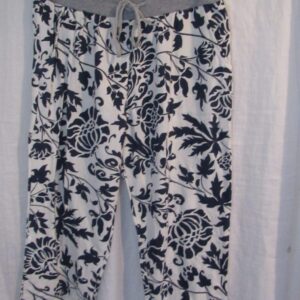 NEW Ladies Womens Dark Blue Floral with White Joggers Trousers One Size fits sizes 16 18 20 Size 2