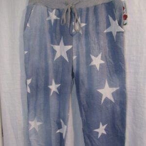NEW Ladies Womens Light Blue Star Joggers Trousers One Size fits sizes 18 20 22 Size 2