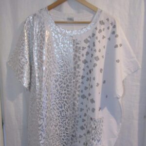 New Ladies White Sparkle Animal Print Tunic Top One Size fits sizes 16 18 20 22