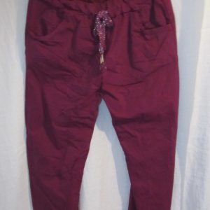 NEW Ladies Purple Stretchy Crinkle Magic Trousers One Size Fits 10 12 14 16 18 Size 1