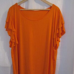 NEW Ladies Orange Frill Sleeve T shirt One size fits sizes 18 20 22