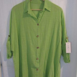 New Ladies Green Button Up Shirt One Size fits sizes 18 20 22