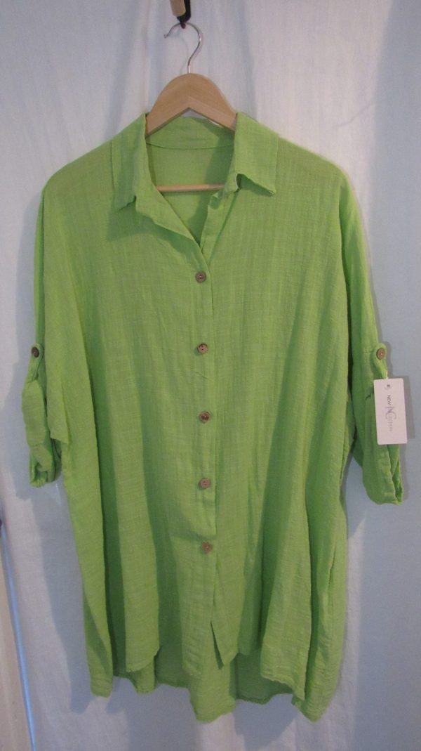 New Ladies Green Button Up Shirt One Size fits sizes 18 20 22 - Image 5