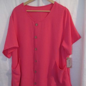 New Ladies Cerise Pink Pocket Fake Button Tunic Top One Size fits sizes 18 20 22