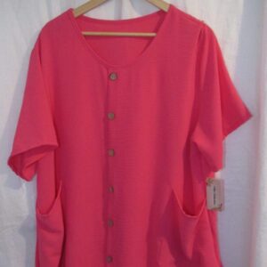 New Ladies Cerise Pink Pocket Fake Button Tunic Top One Size fits sizes 18 20 22